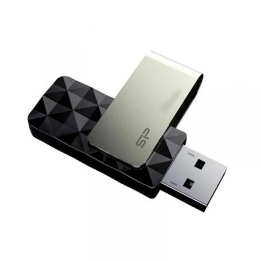 Silicon Power USB 3.2 Gen 1 128GB con diseño giratorio, negro, ultracompacto