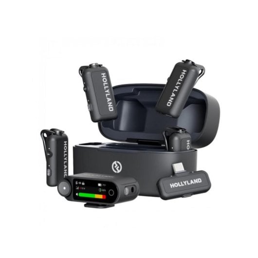 Micrófono Hollyland LARK MAX 2 Combo USB-C inalámbrico con cancelación de ruido y grabación interna