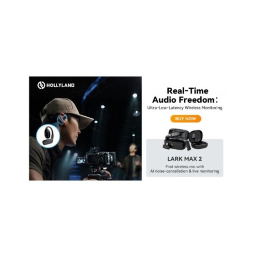Micrófono Hollyland LARK MAX 2 Combo USB-C inalámbrico con cancelación de ruido y grabación interna