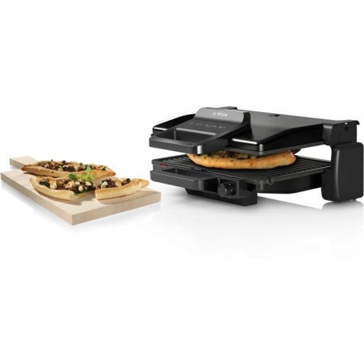 Grill Eléctrico Bosch TCG3323, 2000W, Placa Antiadherente, Placas Desmontables, Termostato Ajustable, 310x220mm, Alumini