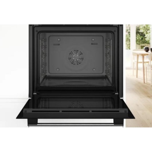Forno elétrico Bosch HRG572ES3 71L preto com pirólise, autolimpeza hidráulica e comando rotativo