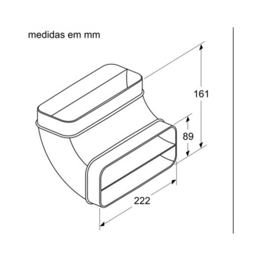 Curva Vertical 90º Negra para Ductos Planos, 222 mm Ancho, 161 mm Alto, 1 Pieza
