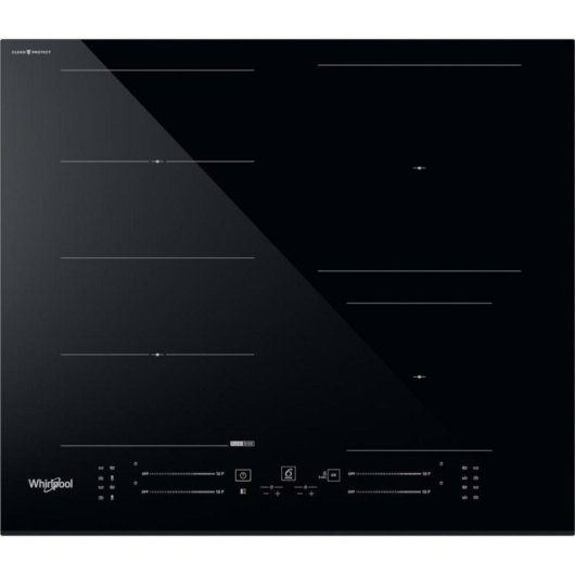 Placa inducción Whirlpool WFS5060CPBF 7200W 59cm, 4 zonas FlexiCook Touch Control Negro