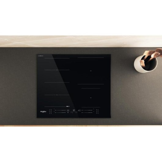 Placa inducción Whirlpool WFS5060CPBF 7200W 59cm, 4 zonas FlexiCook Touch Control Negro
