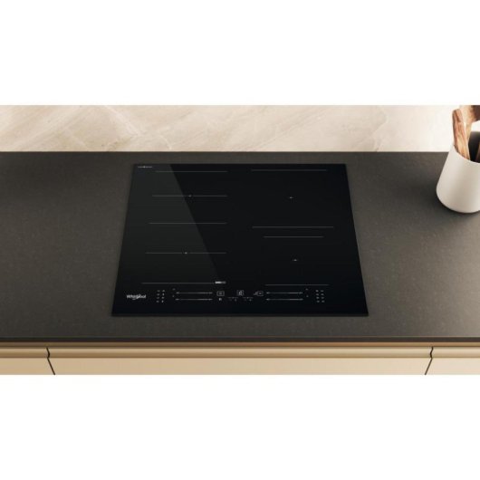 Placa inducción Whirlpool WFS5060CPBF 7200W 59cm, 4 zonas FlexiCook Touch Control Negro