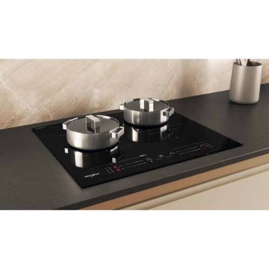 Placa inducción Whirlpool WFS5060CPBF 7200W 59cm, 4 zonas FlexiCook Touch Control Negro