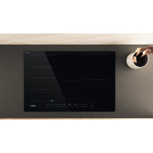 Placa de Inducción Whirlpool WFS1577CPNE 77cm 7200W 4 Zonas FlexiSide Vidrio Negro Integrable