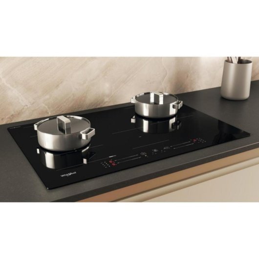 Placa de Inducción Whirlpool WFS1577CPNE 77cm 7200W 4 Zonas FlexiSide Vidrio Negro Integrable