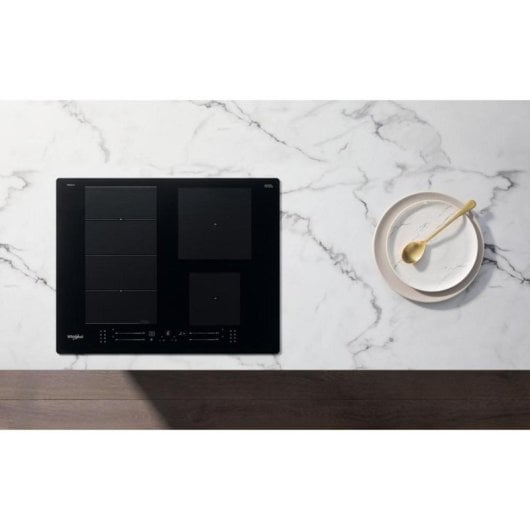 Placa de inducción Whirlpool WFS9365BF IXL 65cm negra integrada, 4 zonas flexibles, vidrio cerámico