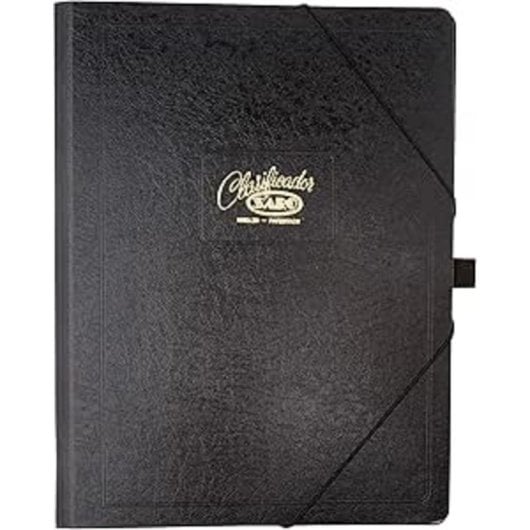 Carpeta clasificador Saro folio 12 departamentos cartón negro compacta y resistente