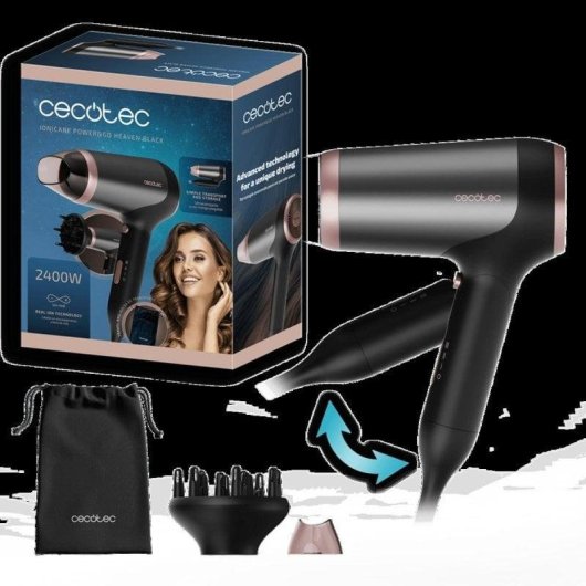 Secador Cecotec IoniCare Power&Go Heaven Black 2400W Iónico Plegável Difusor Frio