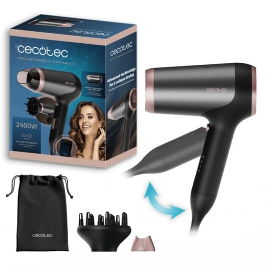 Secador Cecotec IoniCare Power&Go Heaven Black 2400W Iónico Plegável Difusor Frio