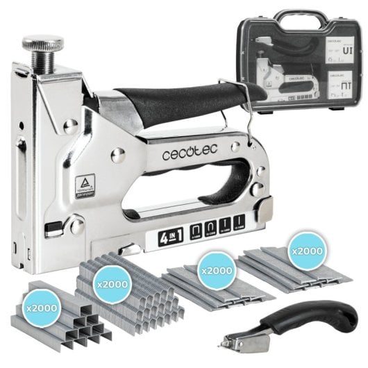 Grappeuse manuelle Cecotec FastTacker 4in1 Mallette 8000 pièces réglable