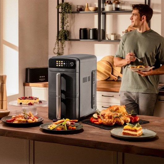 Freidora de aire Cecofry DuoLevel 10000 10L 2400W con cubetas superpuestas y control táctil