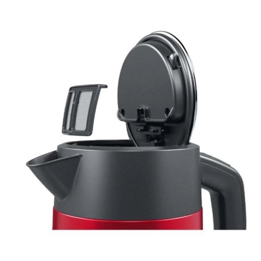 Hervidor Eléctrico 1,7L 2400W Acero Inoxidable Rojo Negro Indicador Agua Protección Sobrecalentamiento