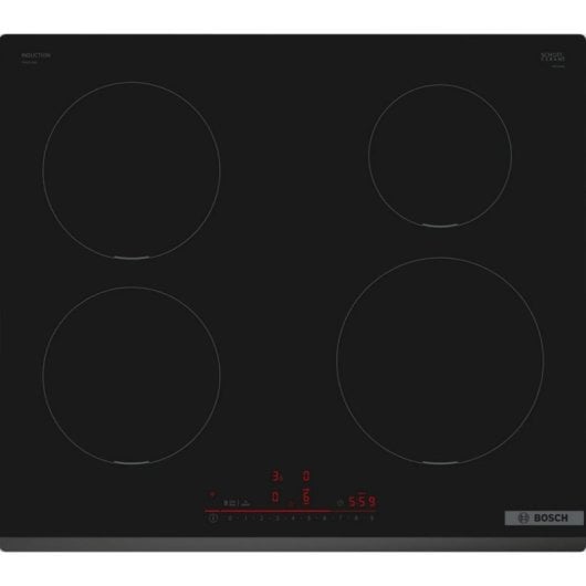 Placa de inducción Bosch PIE631HB1E 7400W, 60 cm, 4 zonas, vidriocerámica, control táctil, negro