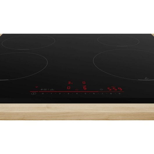 Placa de inducción Bosch PIE631HB1E 7400W, 60 cm, 4 zonas, vidriocerámica, control táctil, negro