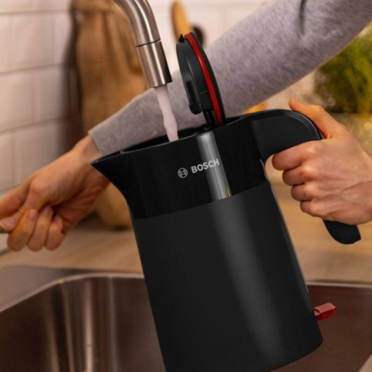 Hervidor Eléctrico 1.7L 2400W Negro Plástico, Indicador Nivel Agua, Apagado Automático