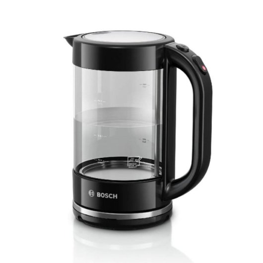 Hervidor Eléctrico Bosch TWK70B03 1.7L 2400W Vidrio Negro/Transparente Base 360°
