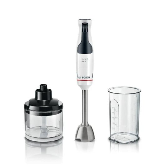Varinha Mágica Bosch 600W Branca MSM4W220, 0,6 L, Aço Inoxidável, Turbo, Mini Picador