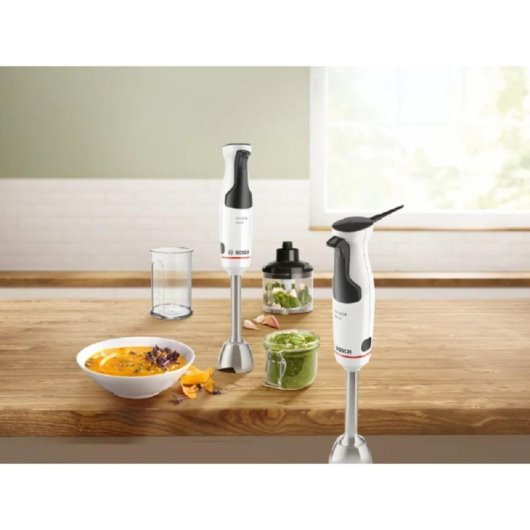 Varinha Mágica Bosch 600W Branca MSM4W220, 0,6 L, Aço Inoxidável, Turbo, Mini Picador