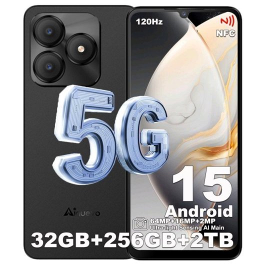 Smartphone Ainuevo Neo S25 Pro 8GB RAM 256GB 5G 6.75" 120Hz NFC Carga Rápida 20W Negro