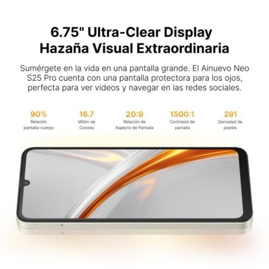 Smartphone Ainuevo Neo S25 Pro 8GB RAM 256GB 5G 6.75" 120Hz NFC Carga Rápida 20W Negro