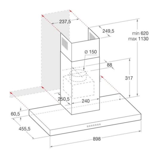 Campana extractora Hotpoint HHBS 9.8F LT X/1 Recirculación 90cm LED acero inoxidable control táctil