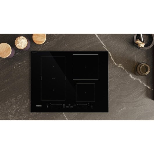 Placa de Inducción Hotpoint HS 1865C CPBF 65cm 4 Zonas Integrada Vidrio Negro Touch