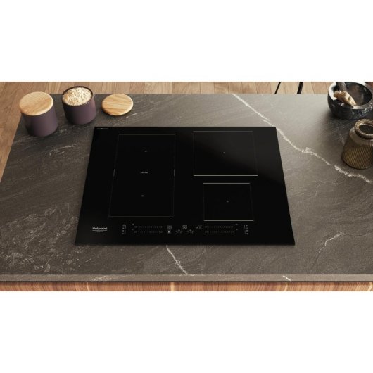 Placa de Inducción Hotpoint HS 1865C CPBF 65cm 4 Zonas Integrada Vidrio Negro Touch