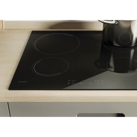 Placa Vitrocerámica Candy CH64CCB/4U2 59cm 4 Zonas Vidrio Cerámico Negra Integrada
