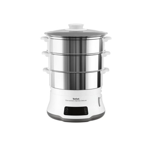 Máquina de Cocción al Vapor Tefal VC502D10 900W, 3 Cestas, Acero Inoxidable, Pantalla Táctil, Blanco