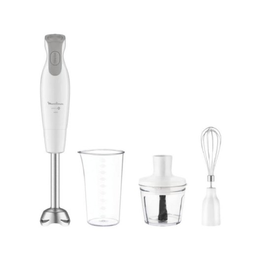 600W Weiß Stabmixer mit 0,8L Glasbehälter, 2 Geschwindigkeiten, Edelstahlgehäuse