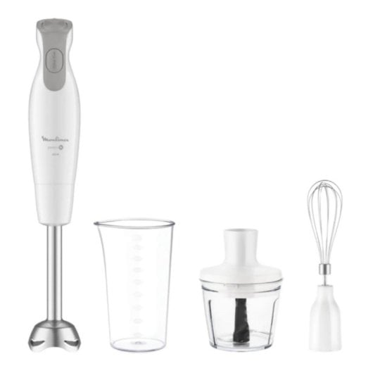 600W Weiß Stabmixer mit 0,8L Glasbehälter, 2 Geschwindigkeiten, Edelstahlgehäuse