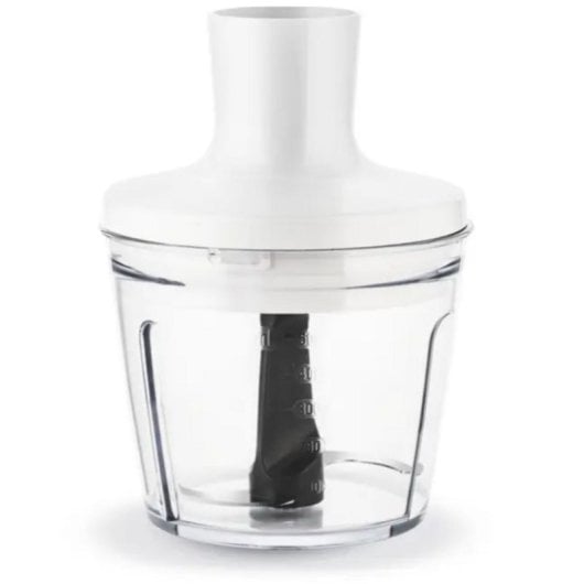 600W Weiß Stabmixer mit 0,8L Glasbehälter, 2 Geschwindigkeiten, Edelstahlgehäuse