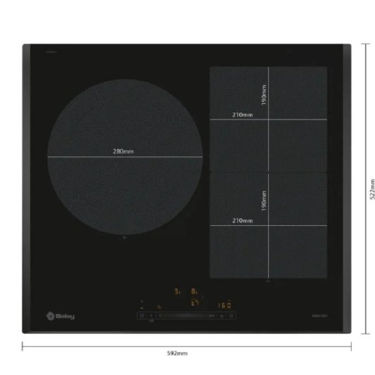 Placa de Indução Balay 3 Zonas 7400W Preto 60 cm Vidro Cerâmica