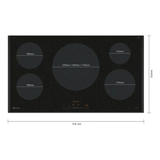 Placa de inducción 5 zonas Balay 3EB997LH 90cm, 11100W, control táctil, Home Connect, zona gigante 32cm, vidrio cerámico