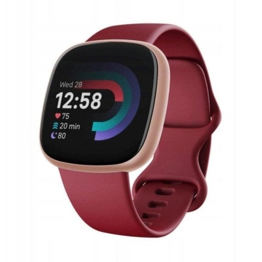 Google Fitbit Versa 4 GPS NFC 40,5mm Écran Tactile Aluminium Rouge S/L Étanche SpO2 Cardio