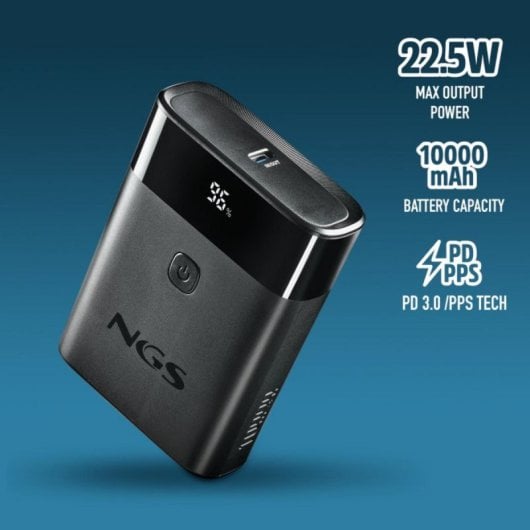 Power Bank 10000 mAh Nero con Ricarica Rapida 22,5W USB-C e USB-A