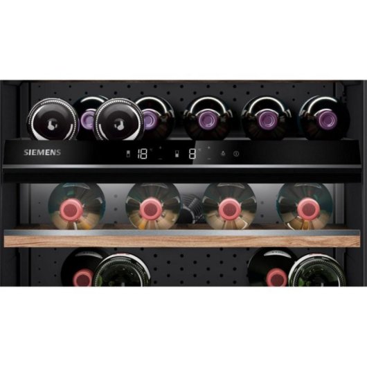 Garrafeira de Encastrar Siemens iQ500 KU21WAHG0, 44 garrafas, 2 zonas, carvalho, 60W, Classe G
