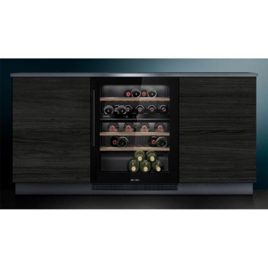 Garrafeira de Encastrar Siemens iQ500 KU21WAHG0, 44 garrafas, 2 zonas, carvalho, 60W, Classe G