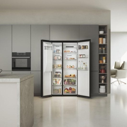 Frigorífico Haier Haier SBS 90 Serie 5 HSR5918DIPB Americano D Negro Dispensador Agua/Hielo No Frost