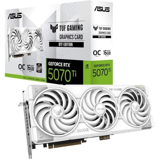 Tarjeta Gráfica ASUS TUF Gaming GeForce RTX 5070 Ti 16GB GDDR7 BTF White OC Edition Reflex 2 RTX AI DLSS4