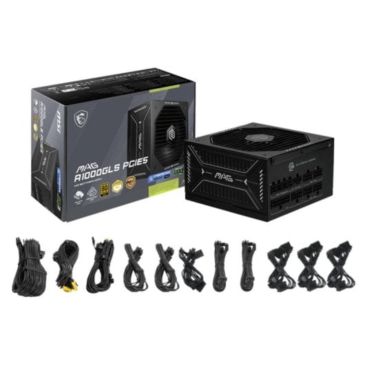 MSI MAG A1000GLS PCIE5 Fonte de Alimentação Modular ATX 1000W FDB 80 PLUS Gold