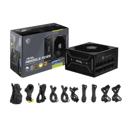 MSI MAG A850GLS PCIE5 Fonte de Alimentação Modular ATX 850W 80 Plus Gold Ventoinha FDB