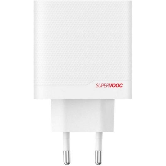 Cargador OnePlus GaN 80W doble puerto USB-C+USB-A carga rápida, compatible PD/SUPERVOOC/QC, Blanco