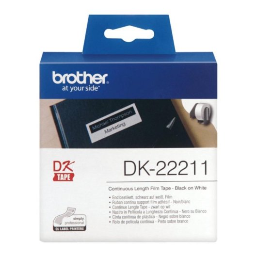 Cinta continua DK-22211 29mm x 15,24m blanca impresión térmica directa compatible con QL