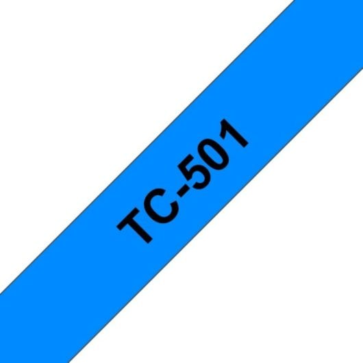 Cinta laminada TC-501 negro sobre azul 12mm compatible P-touch PT2000/PT3000/PT500/PT5000/PT8E