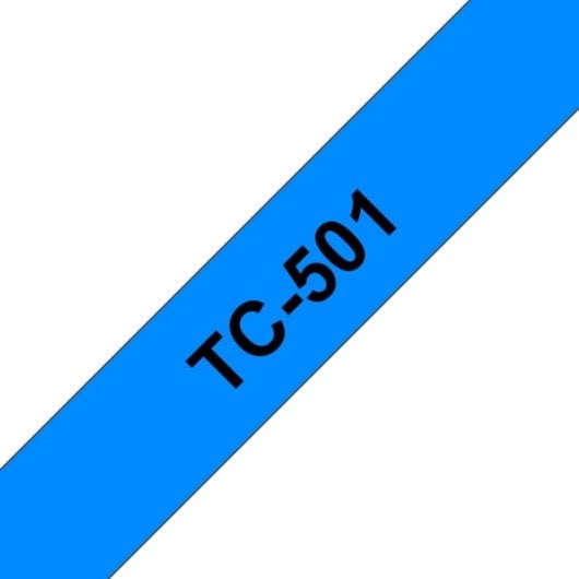 Cinta laminada TC-501 negro sobre azul 12mm compatible P-touch PT2000/PT3000/PT500/PT5000/PT8E
