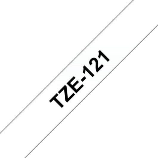 Cinta laminada Brother TZe-121 9mm x 8m negra sobre transparente resistente a condiciones extremas